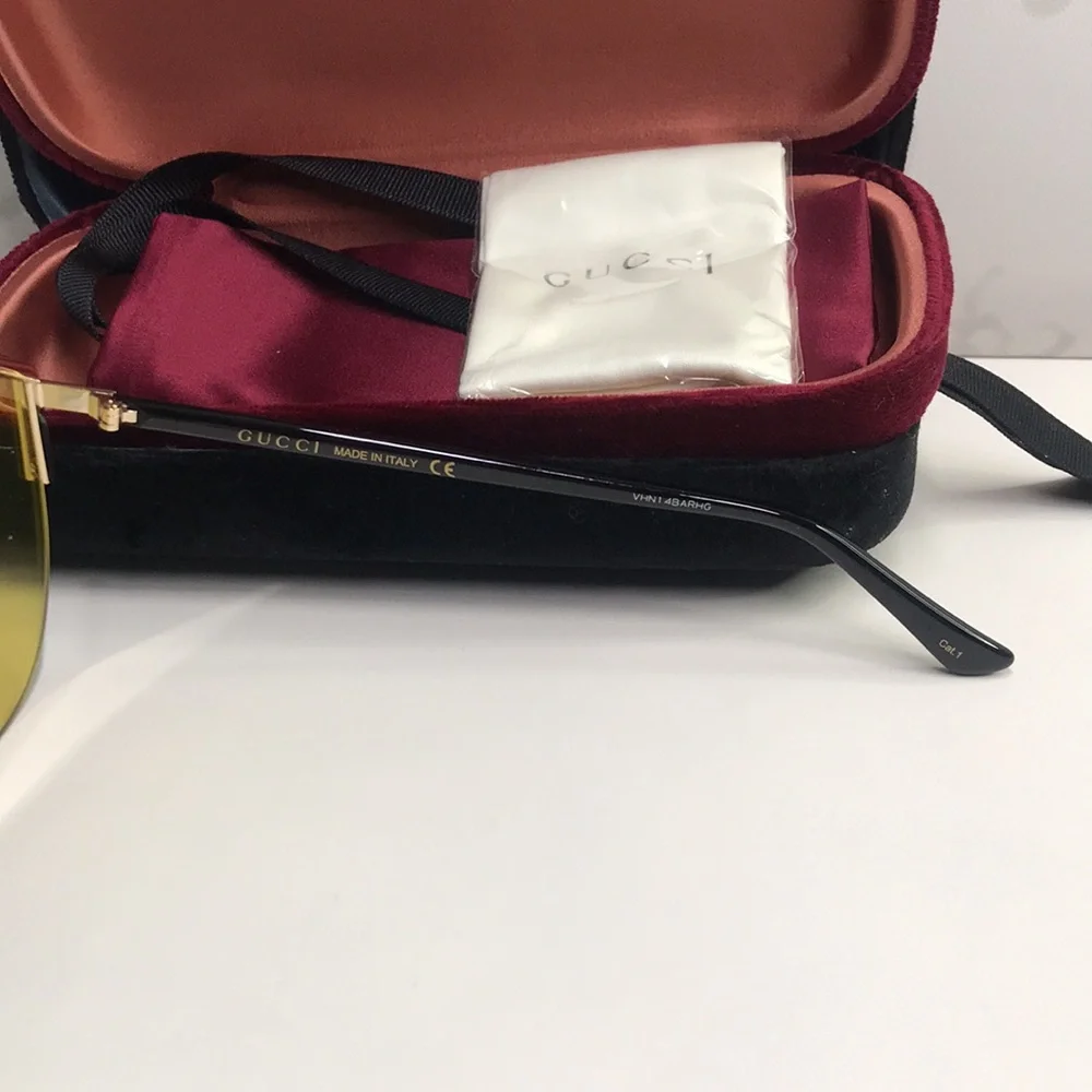 New Authentic Gucci Yellow Lens Sunglasses GG0584s 004